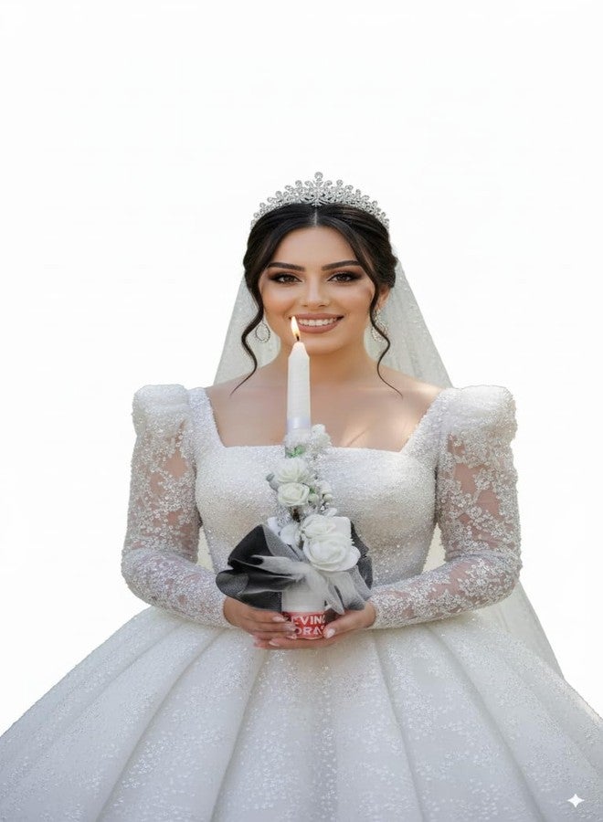 Devino Ora First Holy Communion and Confirmation Scented Candle for Christian Rituals Non-Toxic Non-Smoke Natural Wax Long Lasting Burn time 12 Inch Height and 1-inch Width (White Rose) - Image 4